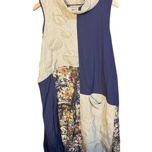 Kozan Womens S Colorblock Cowl Neck Dress Lagenlook Art Teacher Wearable Art